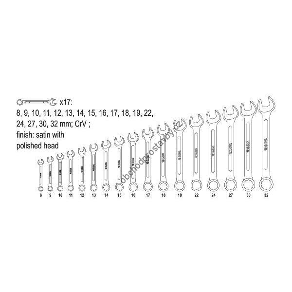 Klíče očkoploché YATO sada 17ks 8-32mm CrV YT-0363