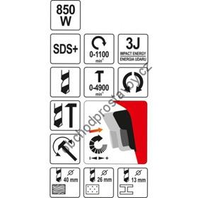 Vrtací kladivo YATO SDS+ 850W YT-82120