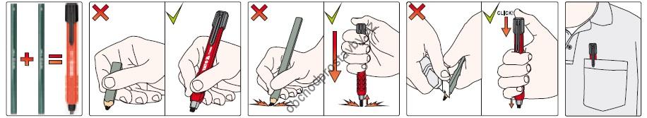 Tužka zednická,tesařská YATO versatilka + 5 náhradních náplní YT-69281