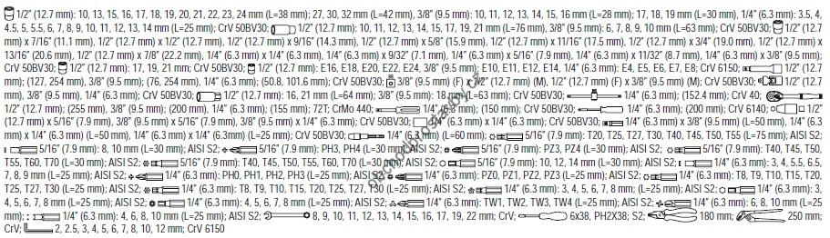 Sada nářadí, klíče, bity, gola sada YATO 1/2",3/8",1/4" XXXL 225 ks YT-38941