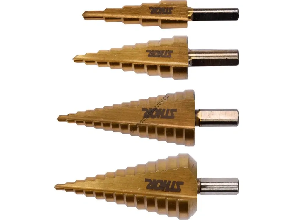 Sada stupňovitých vrtáků 4ks 4-39 mm STHOR TO-22617