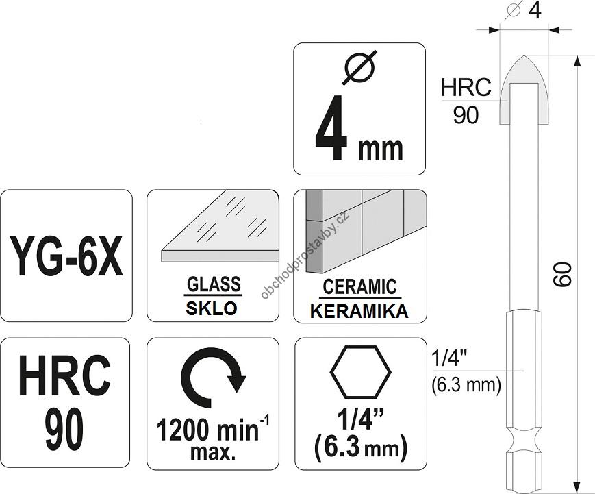 Vrták STHOR do skla a keramiky 4 mm ST-21701