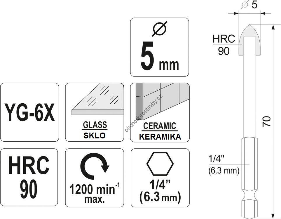 Vrták STHOR do skla a keramiky 5 mm ST-21702