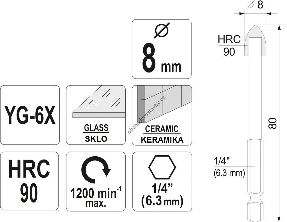 Vrták STHOR do skla a keramiky 8 mm ST-21704