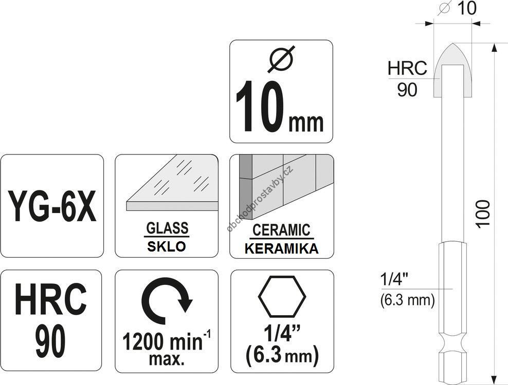 Vrták STHOR do skla a keramiky 10 mm ST-21705