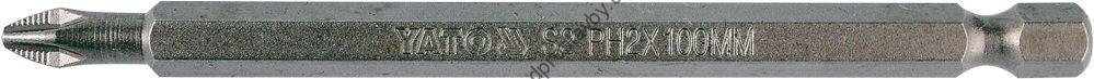 Bit, nástavec YATO,šestihran HEX 1/4" prodloužený 100mm, křížový PH2, YT-0485