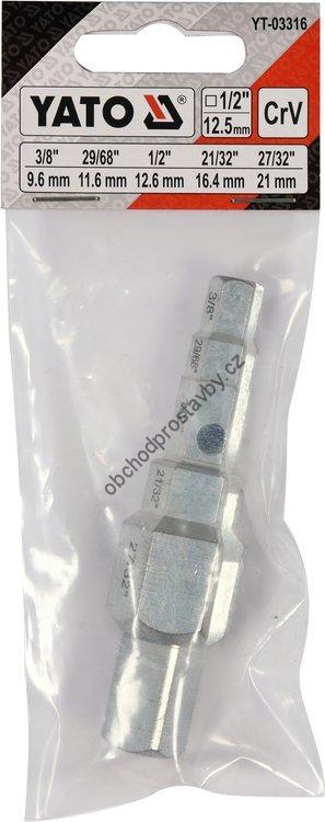 Stupňovitý CrV 1/2" klíč, nástavec YATO 9,6-21mm YT-03316 k instalatérské ráčně YT-03315