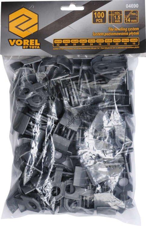 Nivelační systém VOREL na obklady a dlažbu, 100ks spon TO-04690