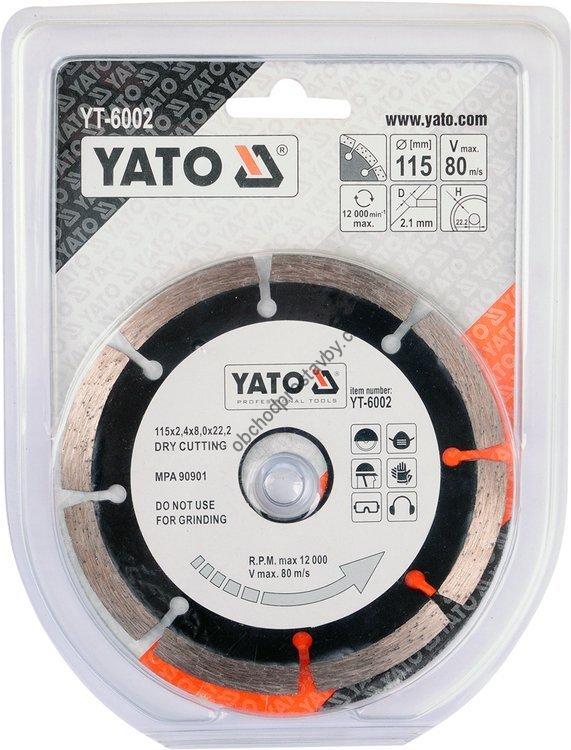 Diamantový kotouč YATO, řezný segmentový 115x22,2x2,1mm, segment 8mm YT-6002