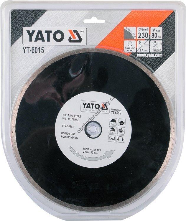Diamantový kotouč YATO, řezný celoobvodový 230x22,2x2,7mm YT-6015