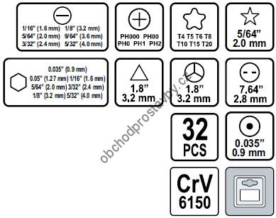 Šroubovák hodinářský VOREL s příslušenstvím, sada 32 kusů TO-64396