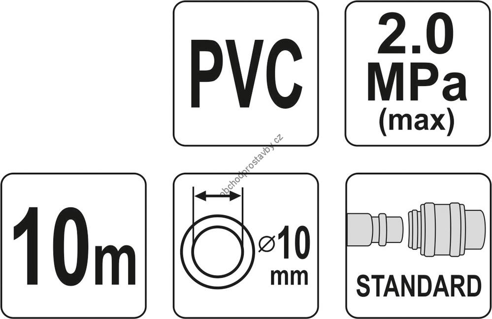Vzduchová hadice 10 m PVC 10 mm YATO, max. 20 bar YT-24224