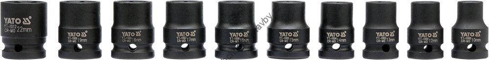 Gola sada 10 ks rázových nástavců, ořechů 10-22 mm YATO pro pneumatické nářadí YT-1025