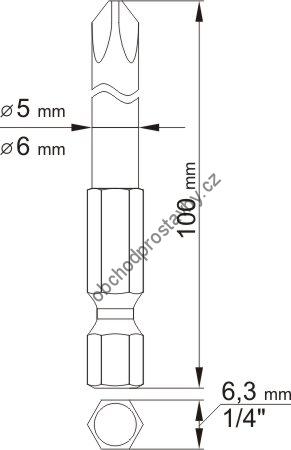 Sada křížových prodloužených hrotů, bitů PH1 a PH2 YATO, délka 100 mm YT-0488