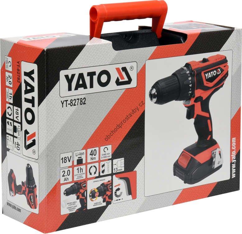 Akumulátorová 18V vrtačka YATO 13mm, 40Nm, 2Ah Li-Ion YT-82782