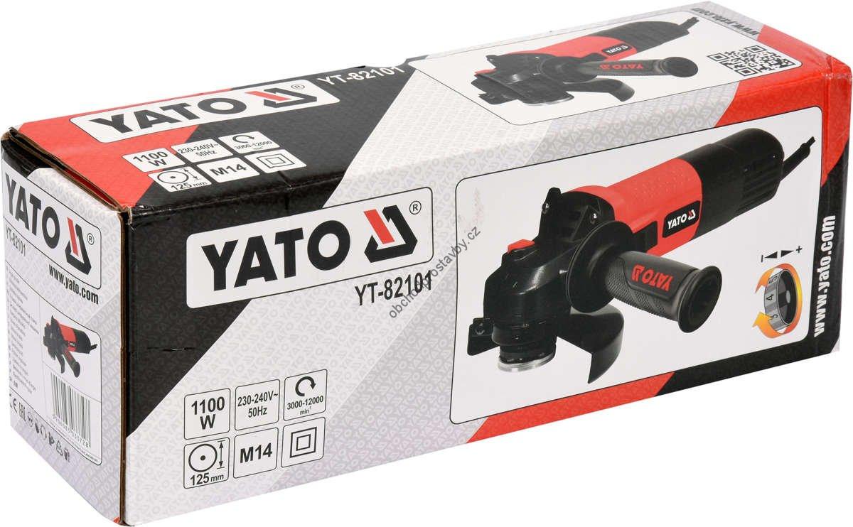 Výkonná úhlová bruska 125mm YATO, flexa 1100 W s plynulou regulací otáček 3000-12000 ot/min, softstart, tempomat YT-82101