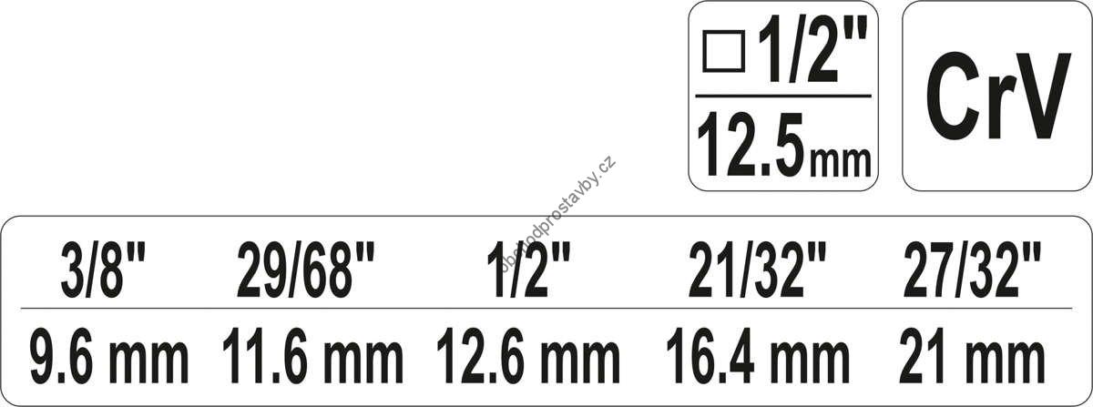 Stupňovitý CrV 1/2" klíč, nástavec YATO 9,6-21mm YT-03316 k instalatérské ráčně YT-03315