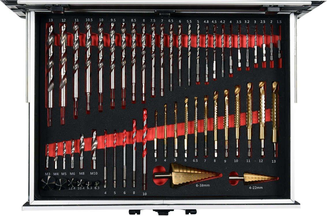 Bateriová, akumulátorová 18V příklepová vrtačka YATO, 2x aku, bezuhlíková se sadou nářadí 126ks, vysoký kroutící moment 42Nm, YT-44250