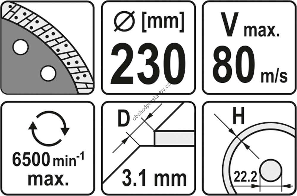 Diamantový kotouč YATO, řezný 230x22,2x3,1 turbo YT-6025