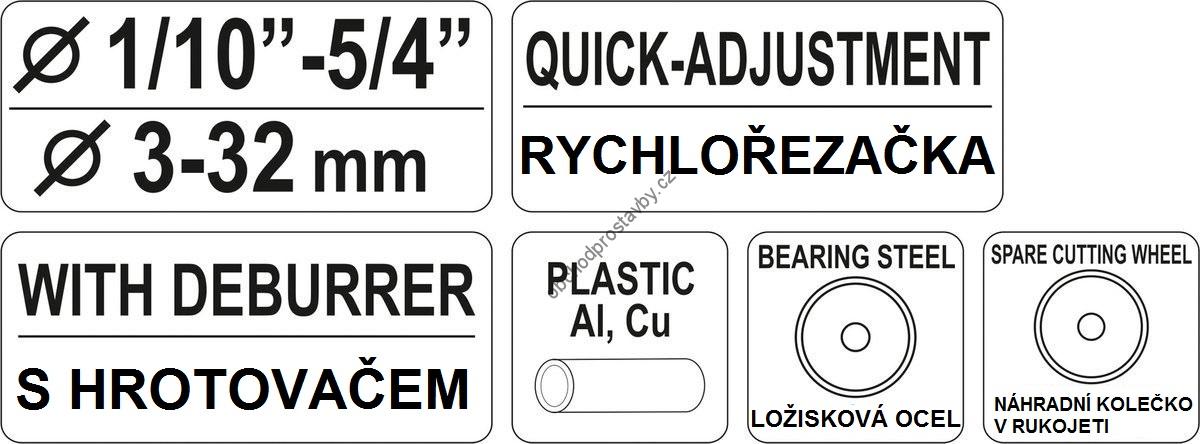 Řezačka na trubky YATO, řezač trubek 3-32mm, rychlořezačka YT-22338