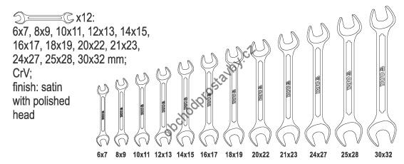 Sada 12ks zesílených metrických plochých klíčů YATO, 6-32 mm YT-0381 (YT-0381)