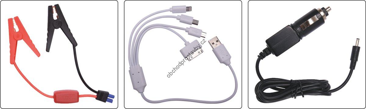 Záložní kapesní startovací baterie YATO 7500 mAh, s funkcí powerbanka a svítilna YT-83080