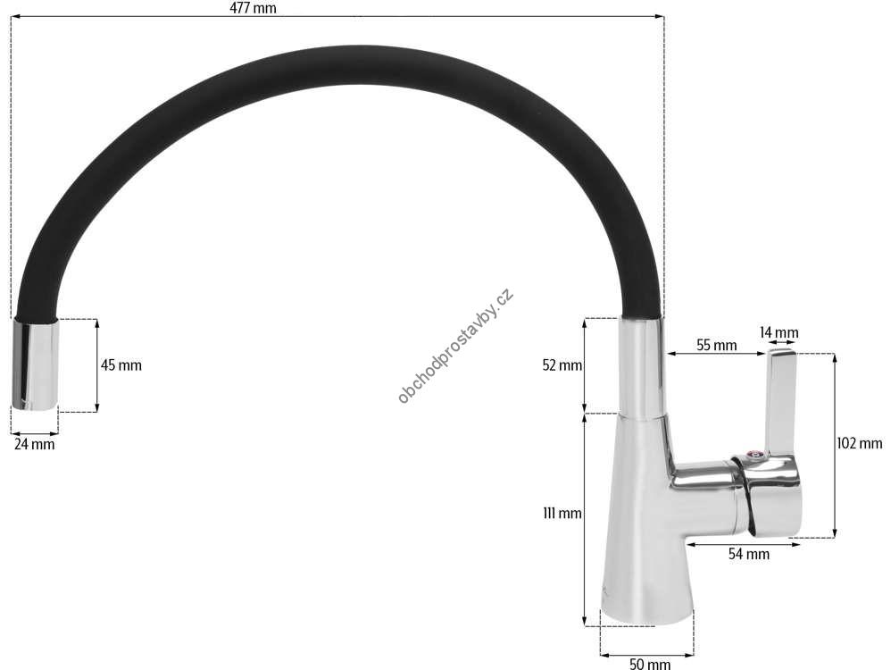 Vodovodní páková baterie FALA flexible, dřezová, stojánková, chromovaná, ohebná, flexibilní, bílá TO-75706