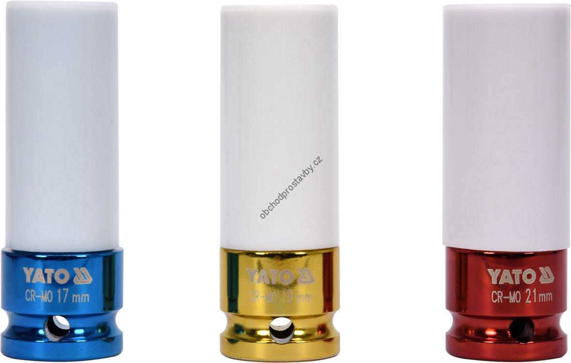 Sada 3 ks rázových 1/2" nástrčných šestihranných klíčů, ořechů 17, 19, 21 mm  YATO pro hliníkové ráfky YT-1056