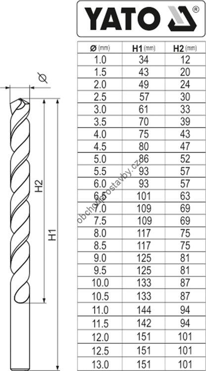 Sada 25 ks HSS vrtáků YATO, 1-13 mm COBALT YT-41605
