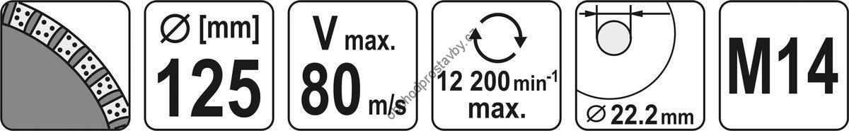 Diamantový brusný kotouč YATO 125mm k broušení betonu a kamene YT-60322