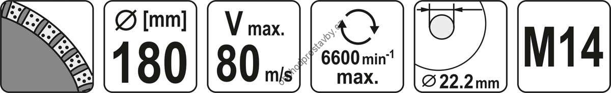 Diamantový brusný kotouč YATO 180mm k broušení betonu a kamene YT-60323