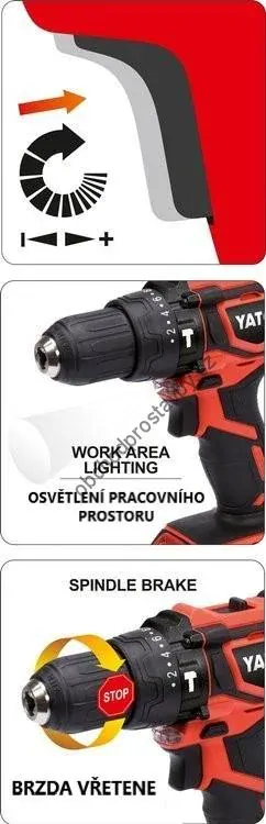 Akumulátorová 18V vrtačka YATO s příklepem, 13mm, 40Nm YT-82787