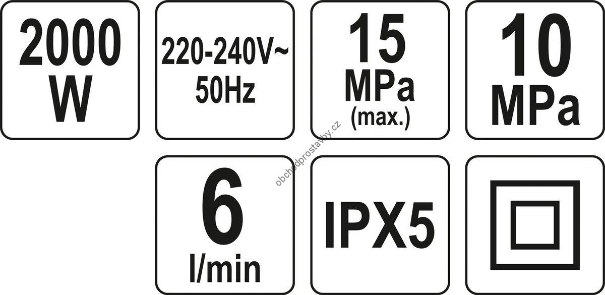 Výkonná tlaková myčka, vapka YATO, 2000W, tlak 150bar, s příslušenstvím YT-85915